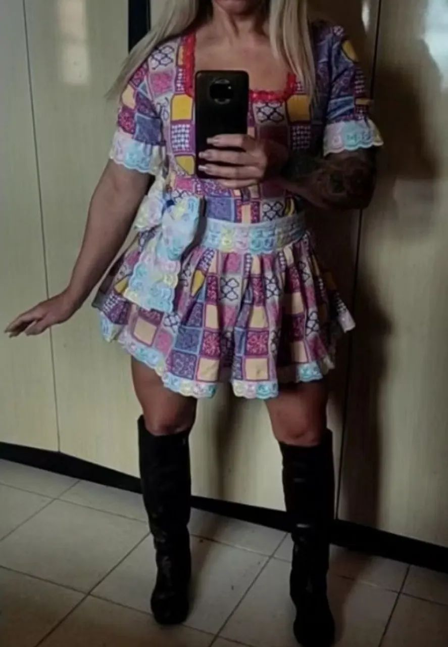 Vestido Junino Exclusivo com Bordado Inglês - Foto 4