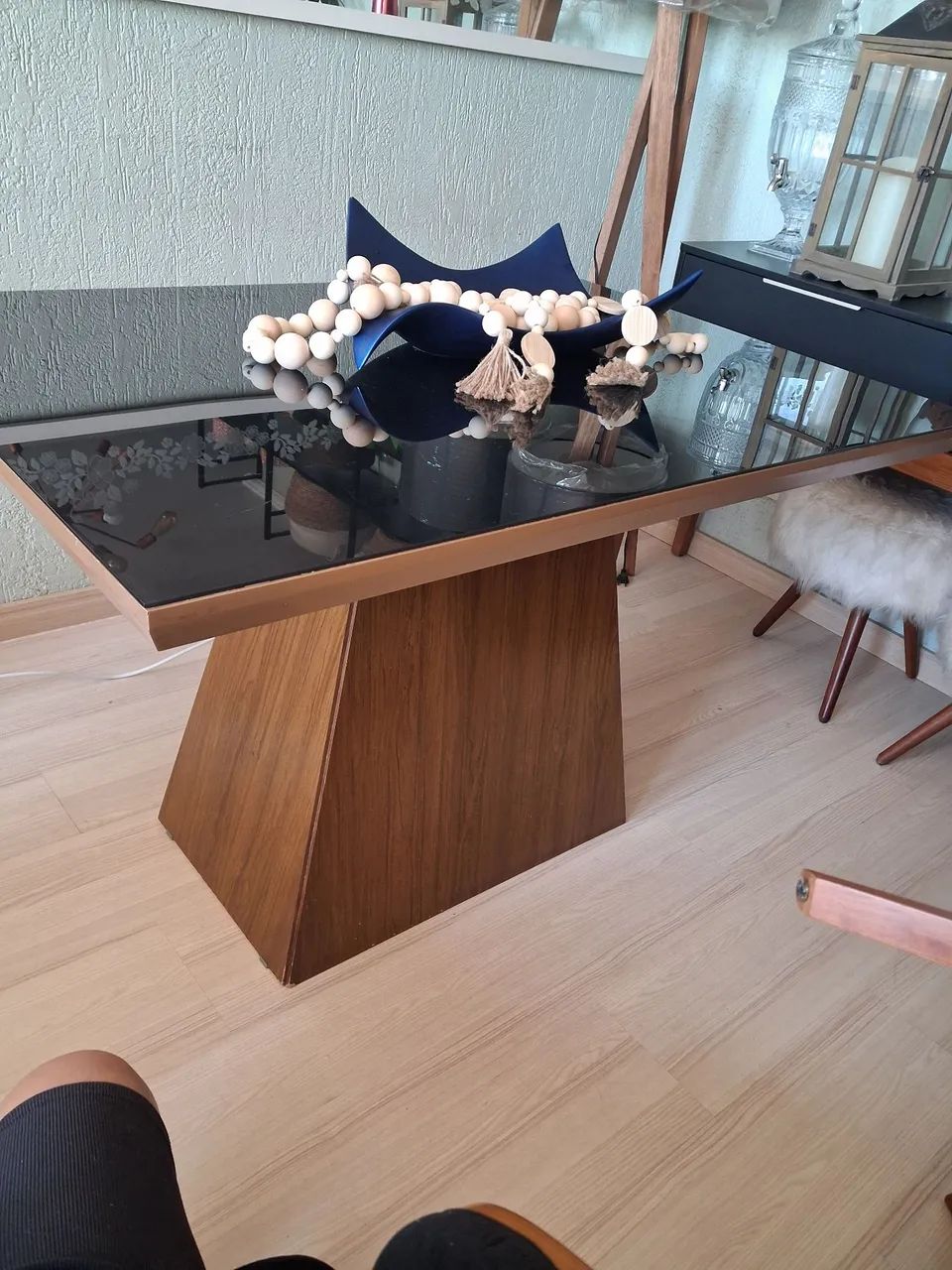 Mesa quadrada  com vidro preto - Foto 3
