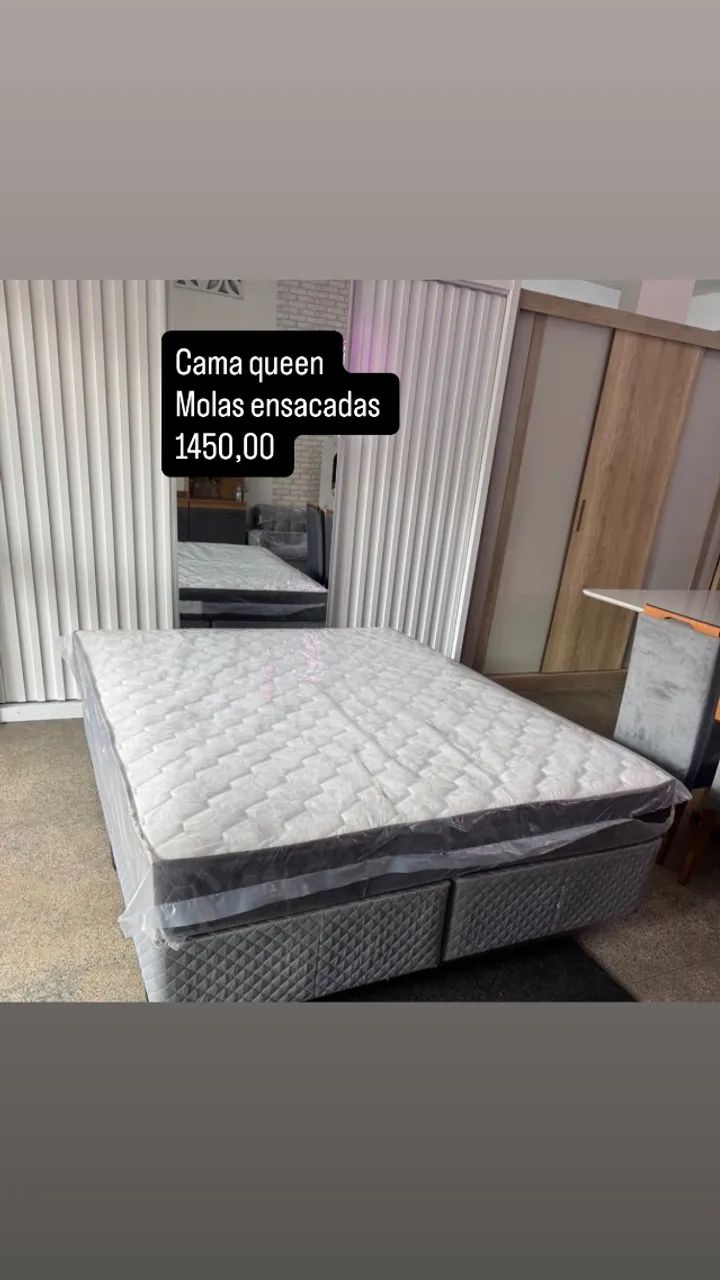 CAMA QUEEN MOLAS ENSACADAS - com base separada @@ 