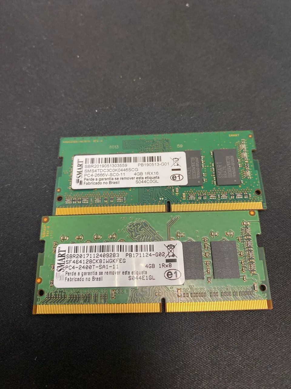 Par de memórias 8g ddr4 pc 2400 