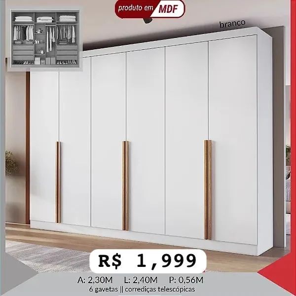 Guarda Roupa casal master 100% MDF - Promoção  - Foto 4
