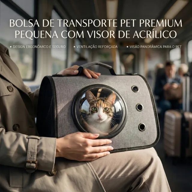 Bolsa de Transporte Pet Premium Pequena com Visor de Acrílico