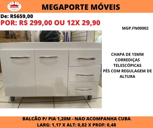 Balcão de Pia 1,20 FN - Foto 2