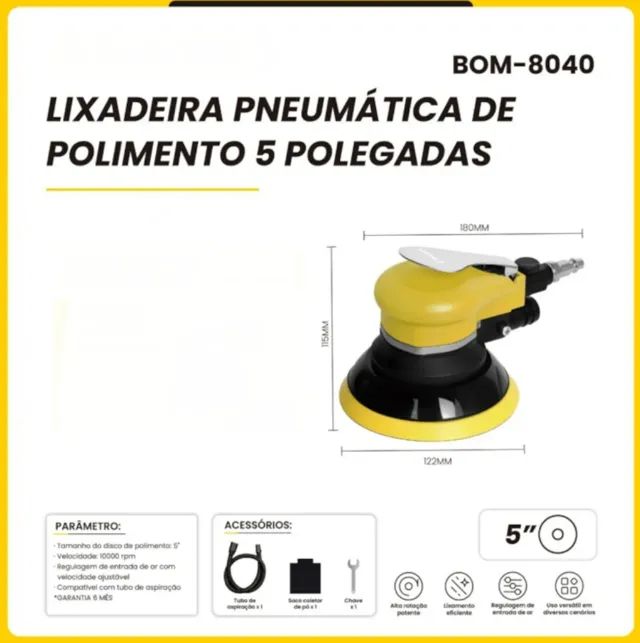 Lixadeira Pneumática De Polimento 5 Polegadas - Bomvink - Foto 5
