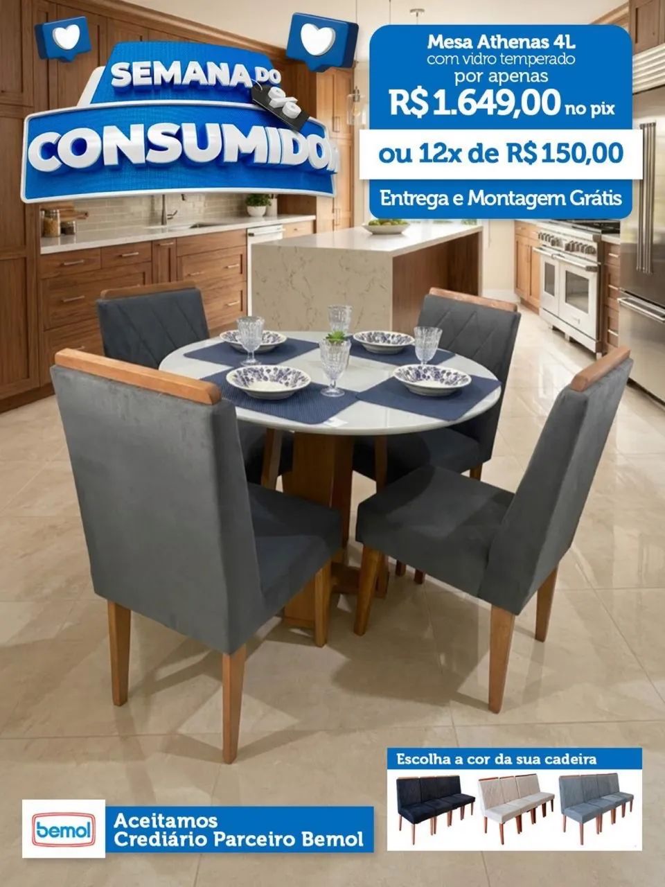 Mesa 4 lugares R$1649,00