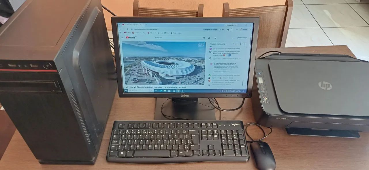 Desktop completo com monitor DELL e impressora HP funcionando perfeitamente  - Foto 3