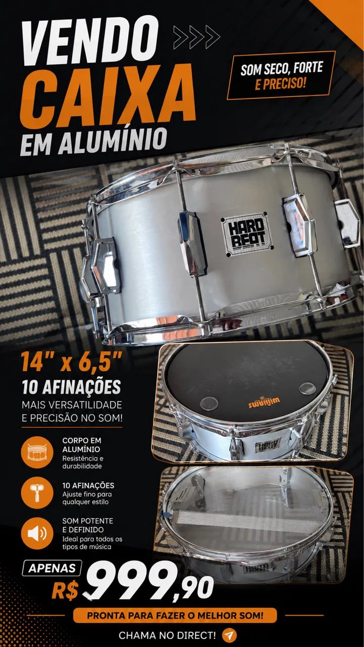Caixa de bateria 14x6,5