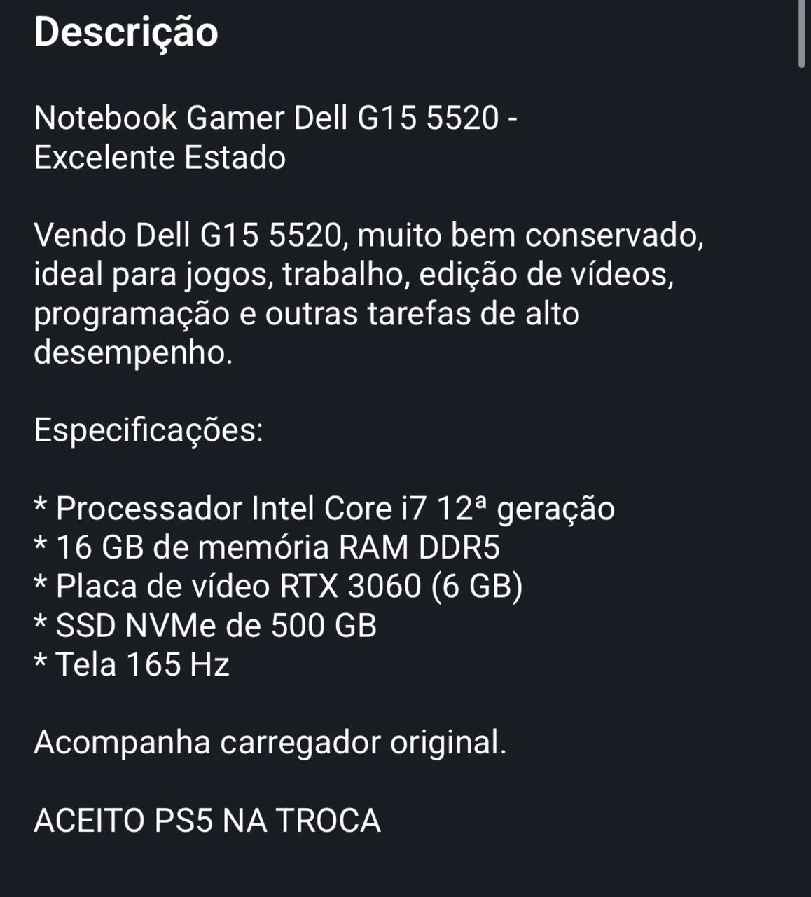 Notebook Dell G15 RTX 3060 - Foto 2