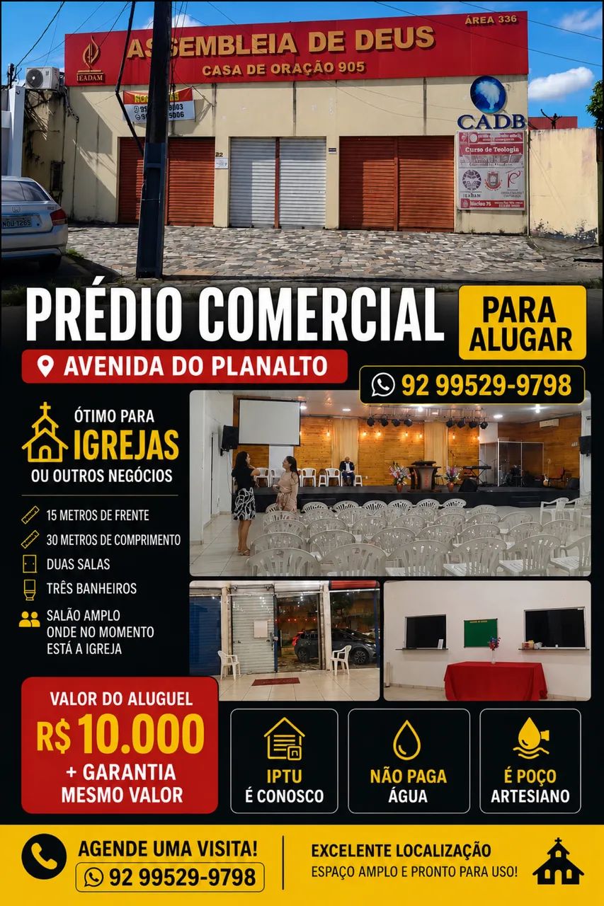 PRÉDIO COMERCIAL NA AV. DO PLANALTO | IDEAL PARA IGREJAS E EMPRESAS