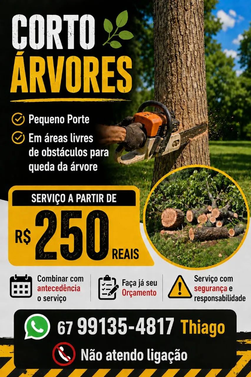 REALIZO CORTE DE ÁRVORES DE PEQUENO PORTE 