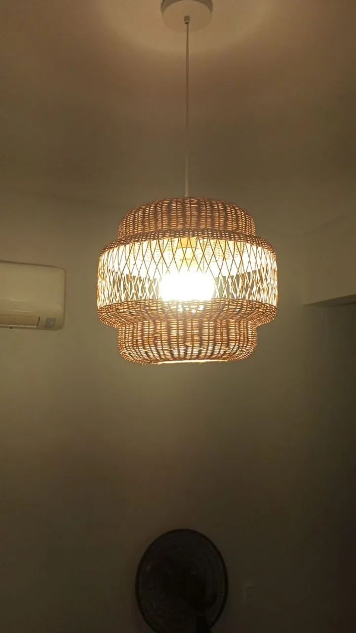 Luminária Pendente em Fibra Natural / Rattan - Estilo Moderno - Foto 2
