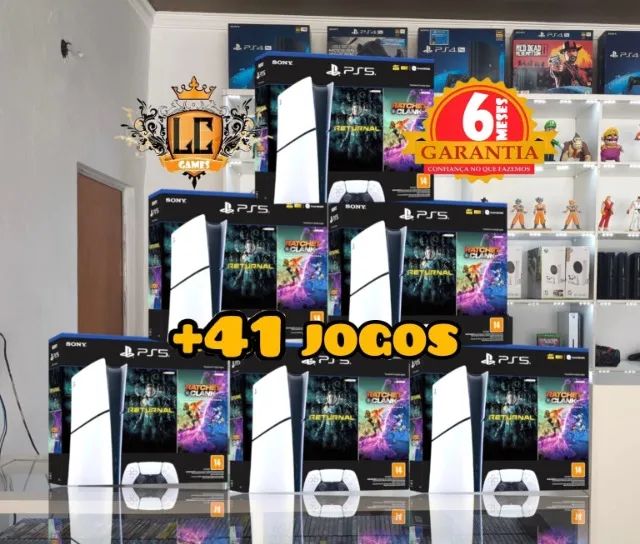 PS5 SLIM 1TB S. LEITOR COM O6 MESES GARANTIA + 6O JOGOS + NOTA FISCAL ( LOJA FISICA )