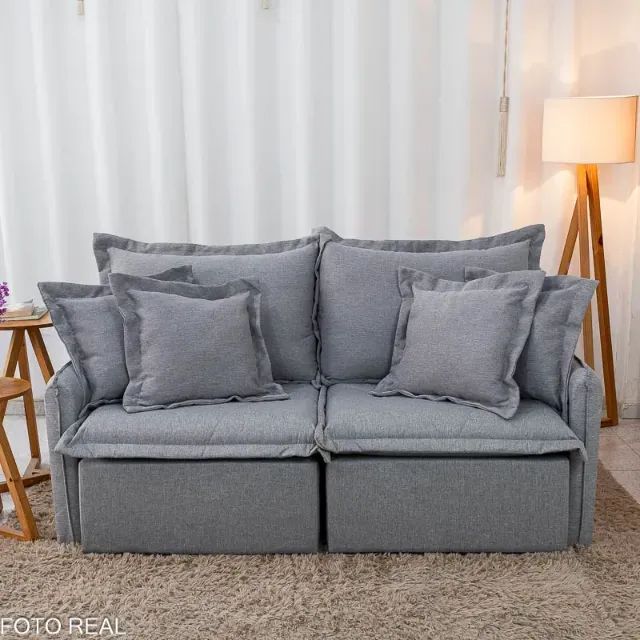 Sofá Retrátil 3 Lugares com Cama Linho