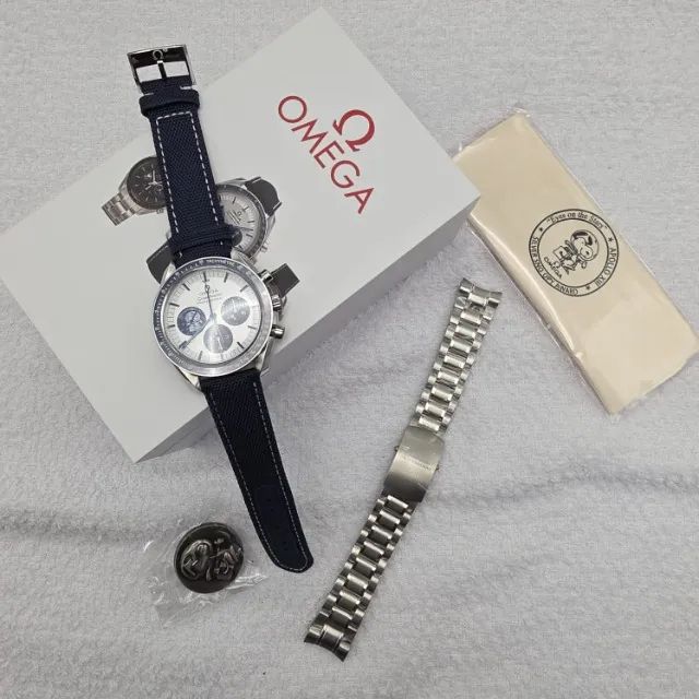 Omega Speedmaster Snoopy Automático 42mm Azul Prata + 2 Pulseiras - Foto 3