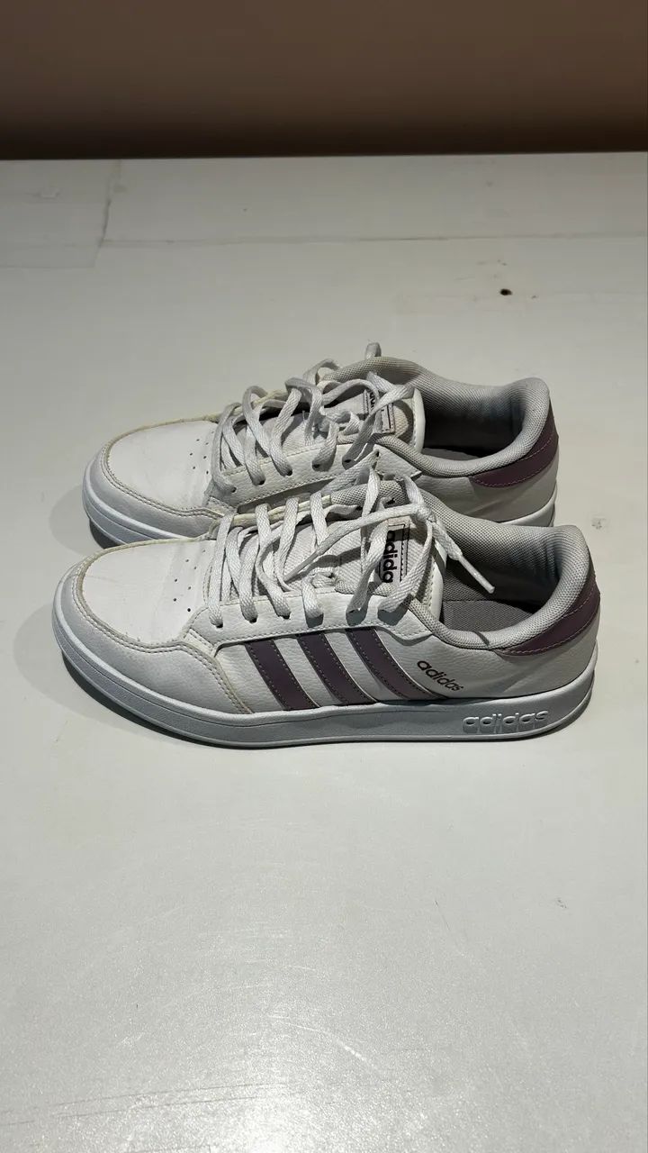  Tênis Adidas Breaknet Feminino Branco e Lilás - Foto 5