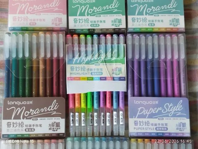 LOTE 01 - Languo Gel Pens - canetas de gel acrílicas 0,6mm - 9 conjuntos - 81 cores - Foto 3