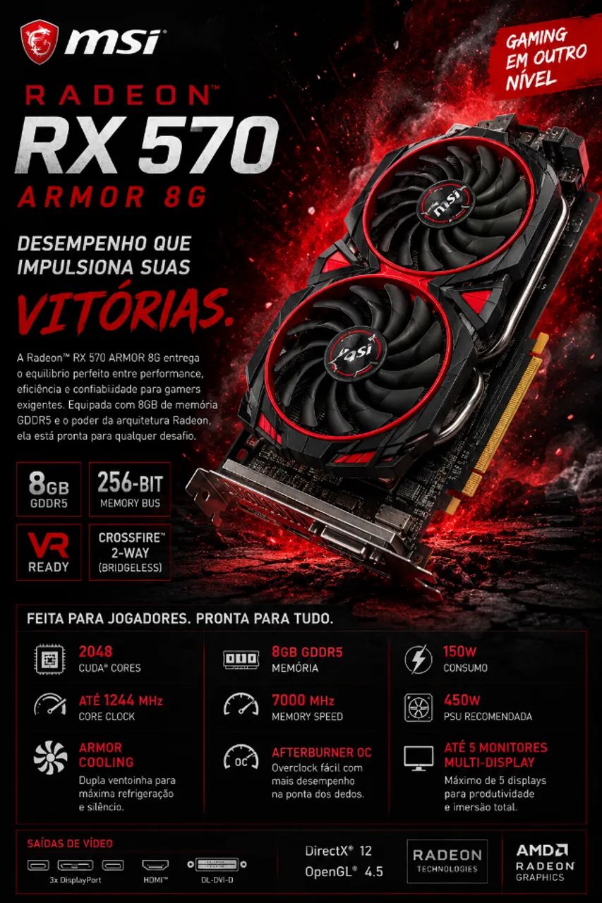 MSI Radeon RX 570 ARMOR MK2 8G OC - Foto 4