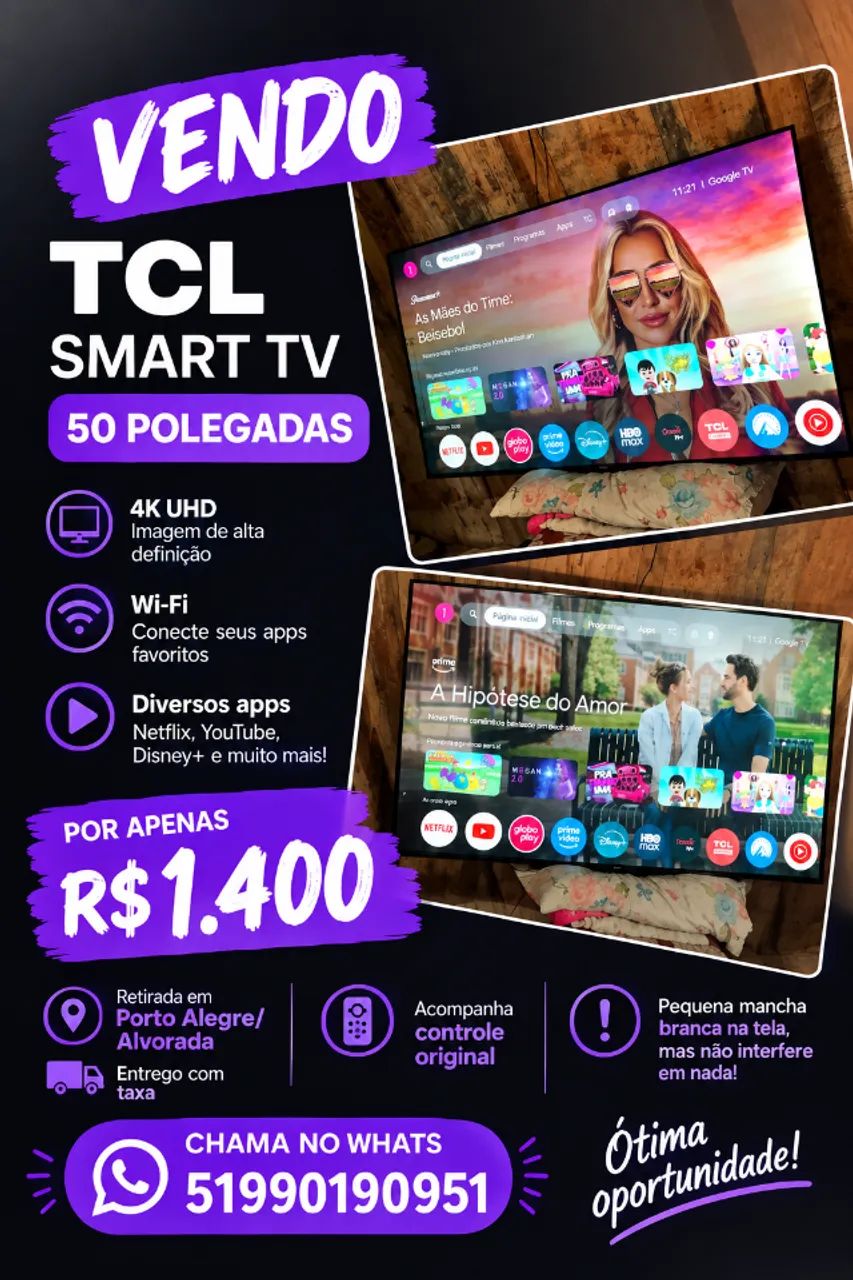 TV TCL 50 POLEGADAS FUNCIONANDO PERFEITAMENTE  - Foto 3