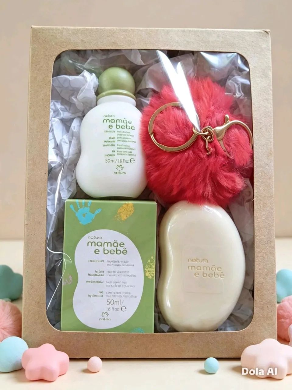 ? PRESENTE NATURA MAMÃE E BEBÊ NA CAIXINHA COM VISOR 