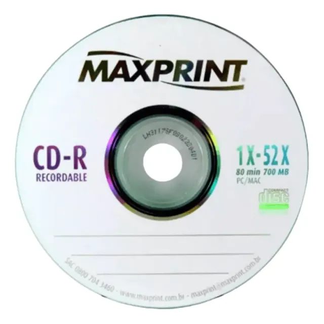 DISCO GRAVÁVEL CD-R 52X 700MB 80 MINUTOS ENVELOPE - MAXPRINT - Foto 2