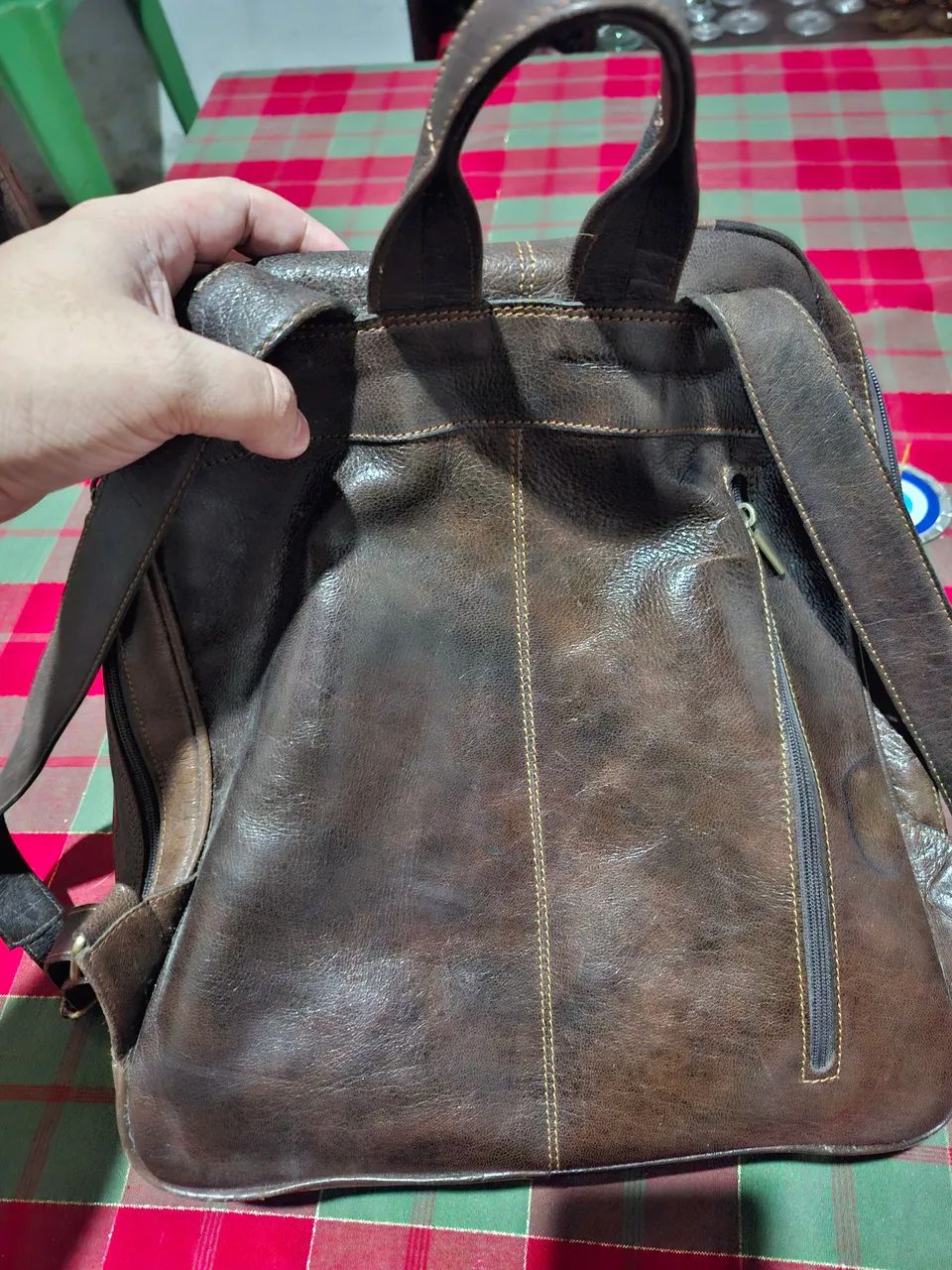 Mochila de couro real importada. - Foto 4