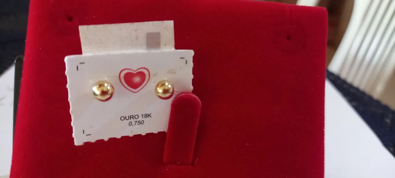 Brinco de bolinha em  ouro 18k  - Foto 2