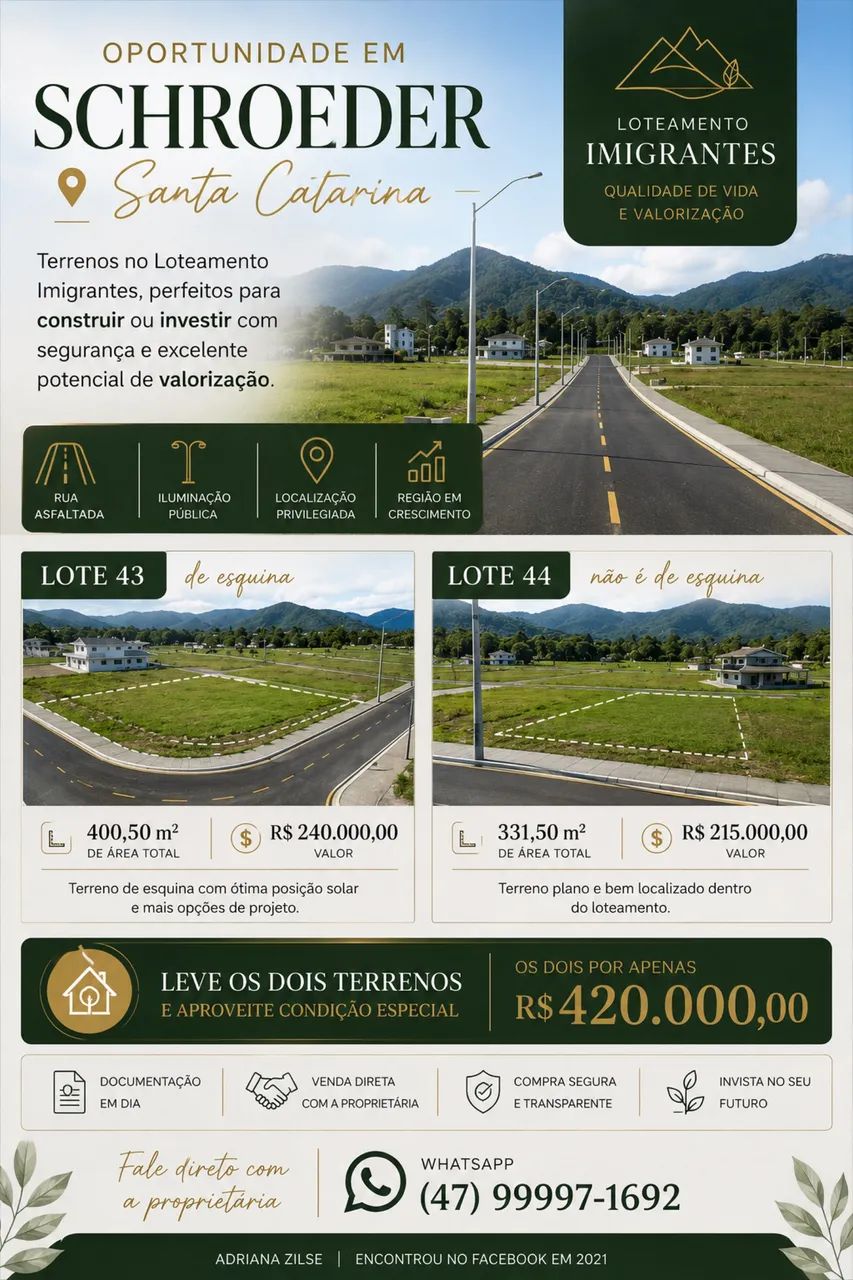 OPORTUNIDADE EM SCHROEDER!!!