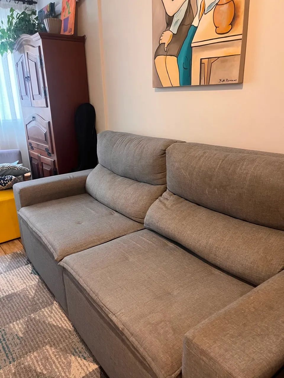 Sofá Retrátil e Reclinável Cinza - R$ 800 (Super Confortável) - Foto 3