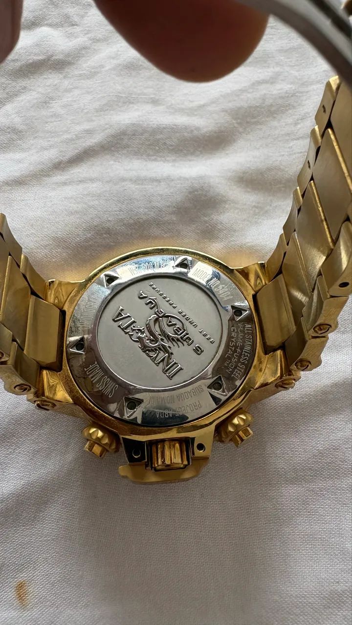 Relógio invicta subaque 5404 original banhado ouro 18k - Foto 5