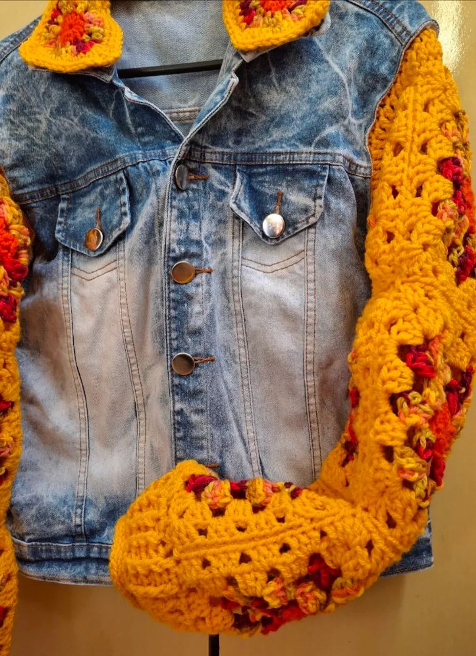 Jaqueta jeans crochê  - Foto 3