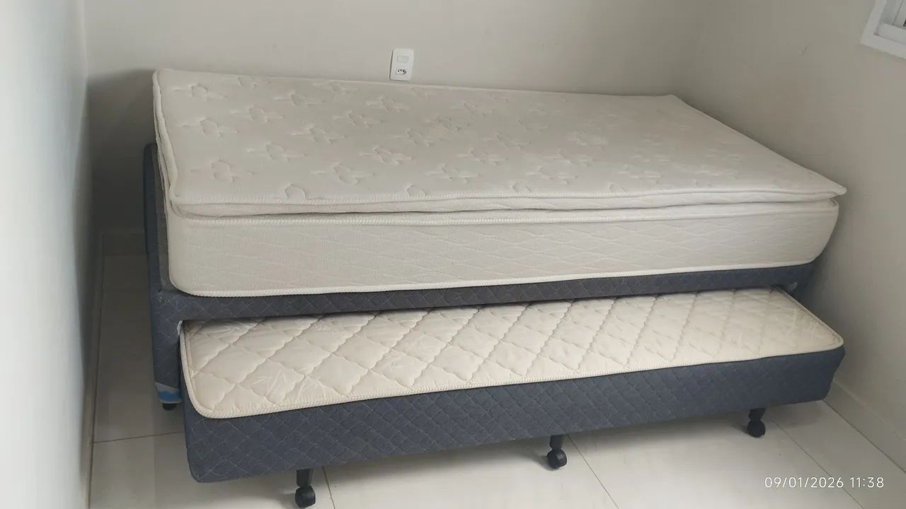 Bicama Itaflex+colchão solteiro umaflex com molas ensacadas e pilowtop 