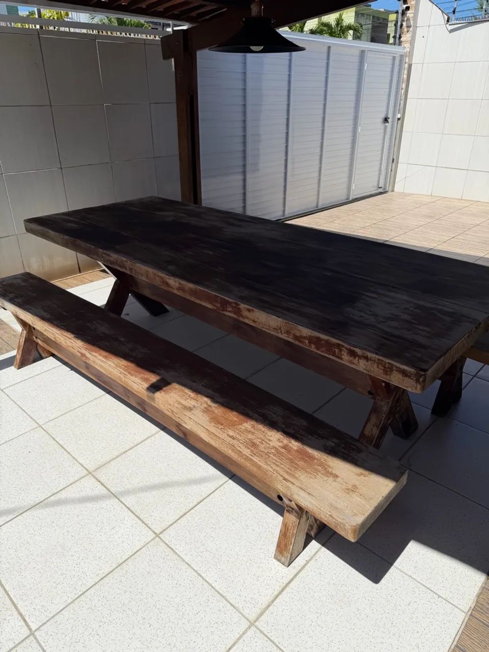 Mesa e bancos em madeira  - Foto 4