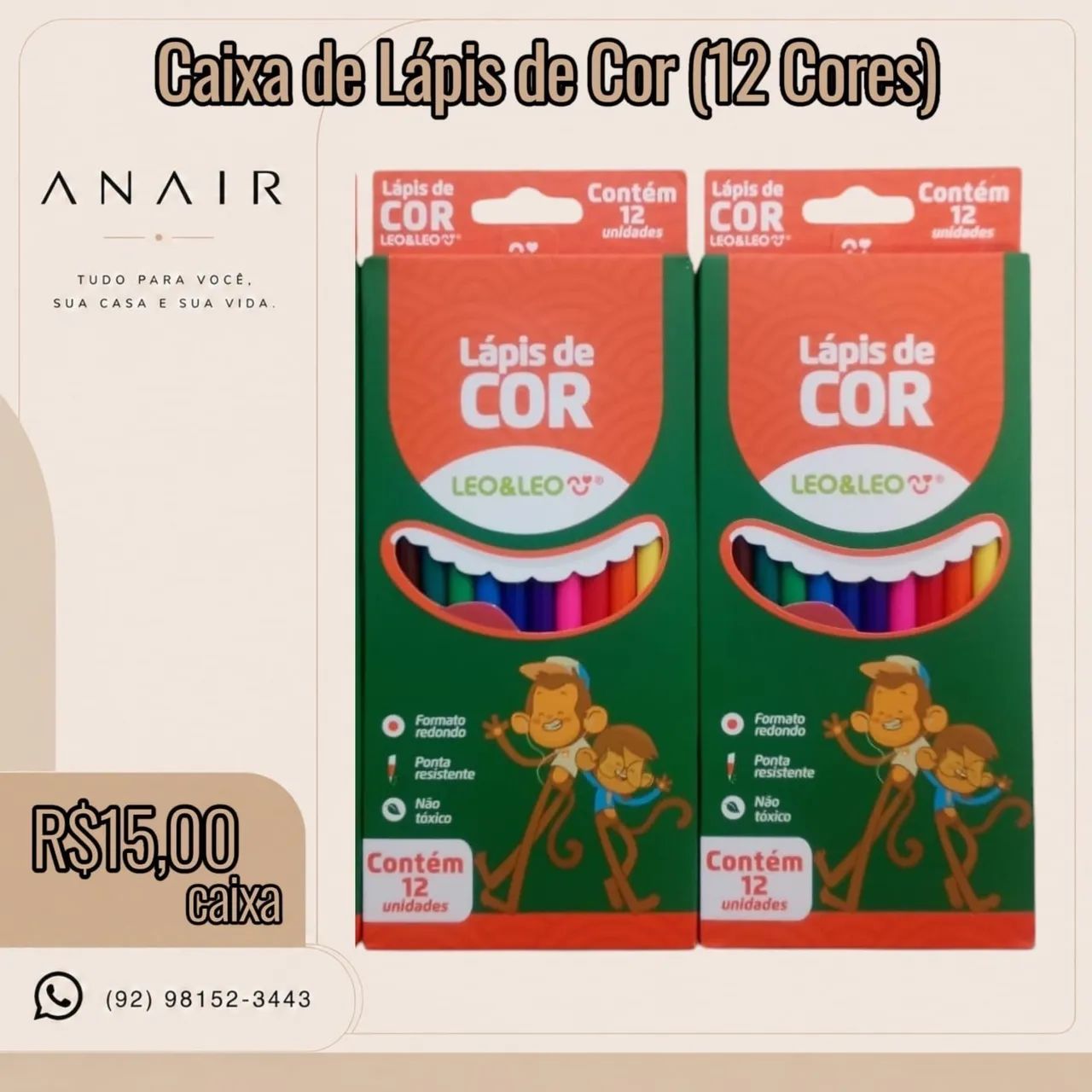 Caixa de Lápis de Cor (12 Cores)