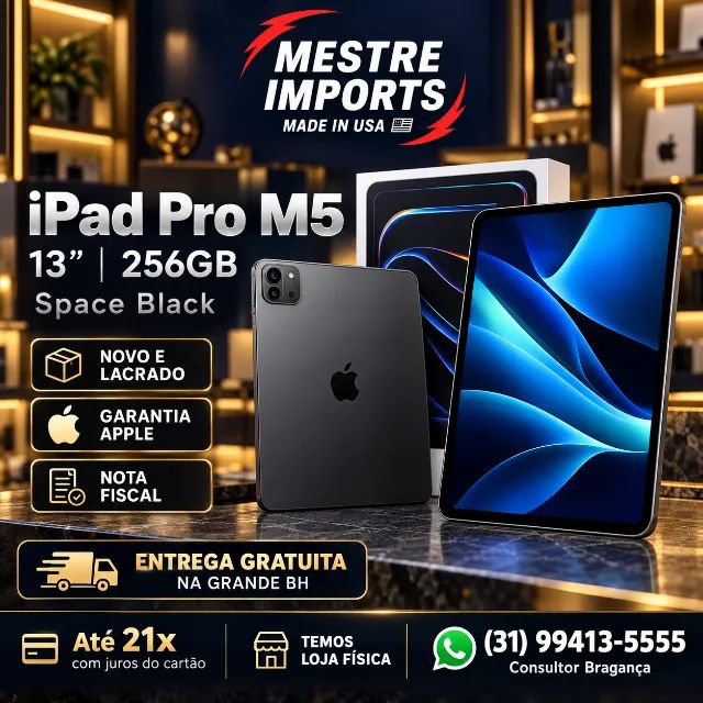 iPad Pro M5 13 Polegadas 256GB Space Black Novo Lacrado