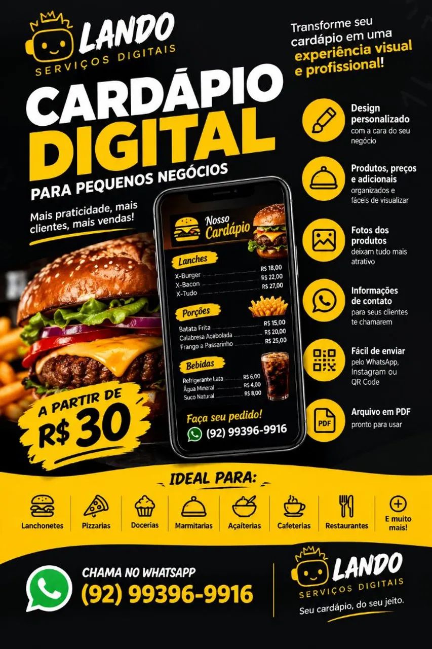 Precisa de um cardápio profissional?