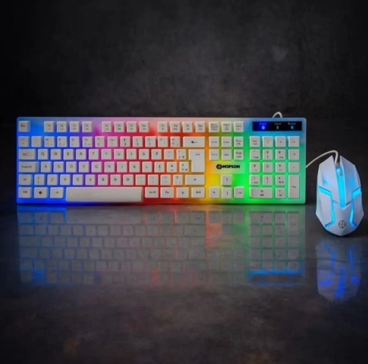 Kit Gamer Teclado + Mouse Branco Rgb led Usb - Foto 5