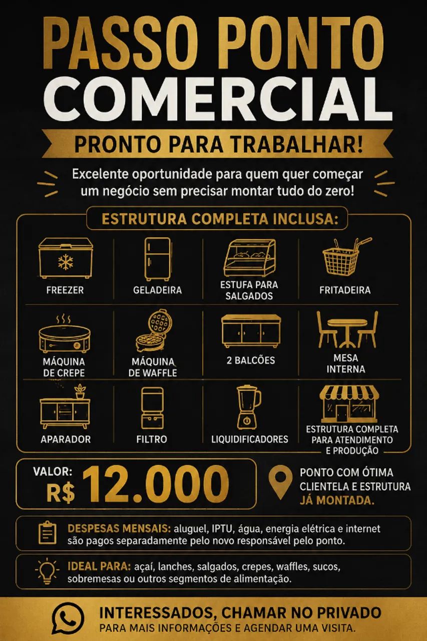 VENDA DE ESTRUTURA COMERCIAL COMPLETA - PRONTA PARA TRABALHAR
