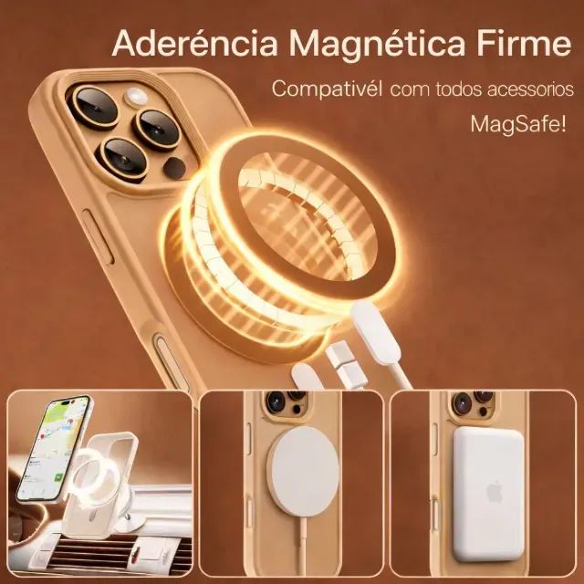 CAPA MAGNÉTICA MAGSAFE PREMIUM PARA IPHONE + PROTETOR DE CÂMERA - Foto 2