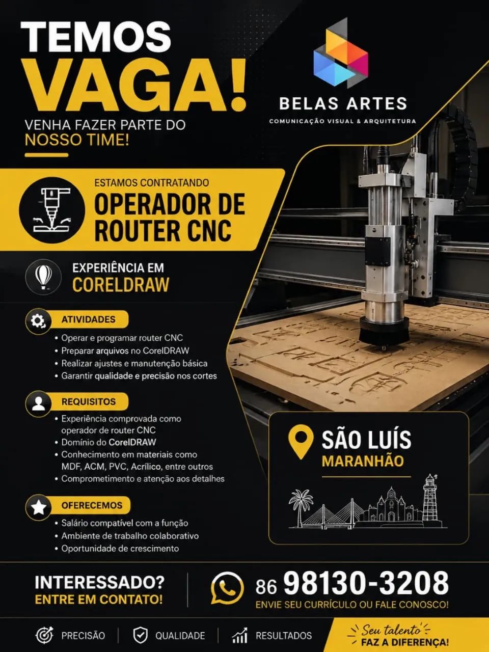 Vaga para operador de router CNC