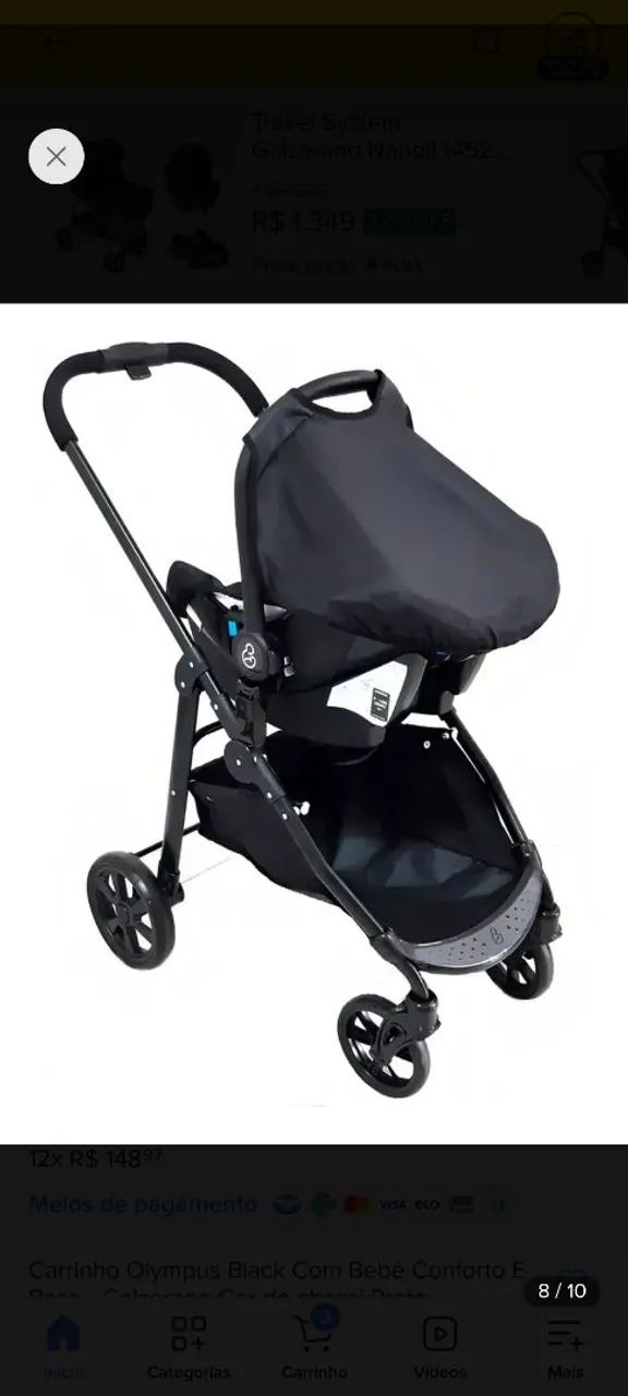 Vendo carrinho galzerano olympus+ bebe conforto + base  - Foto 4