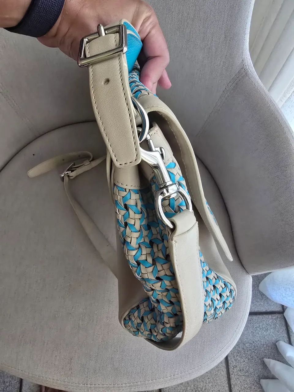 Bolsa Coach azul e bege original - Foto 3