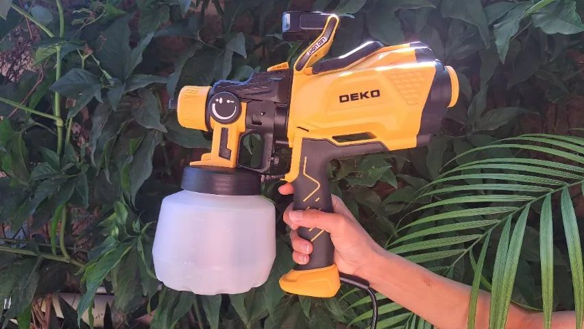  Elétrica de Pintura Pulverizadora HVLP 600W 1200ml Luz de LED com 3 Bicos e Acessórios 