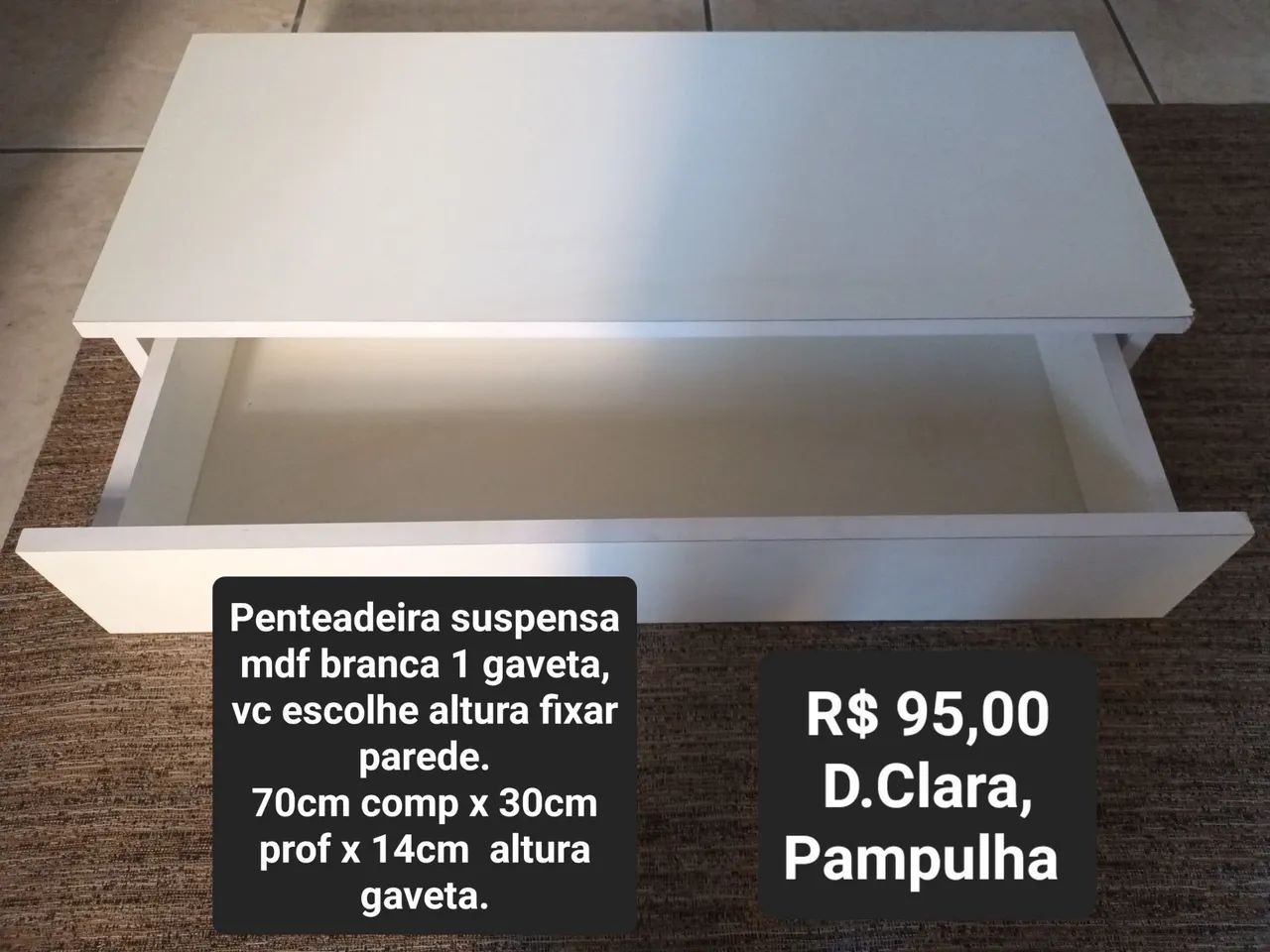 Penteadeira suspensa branca fixar parede