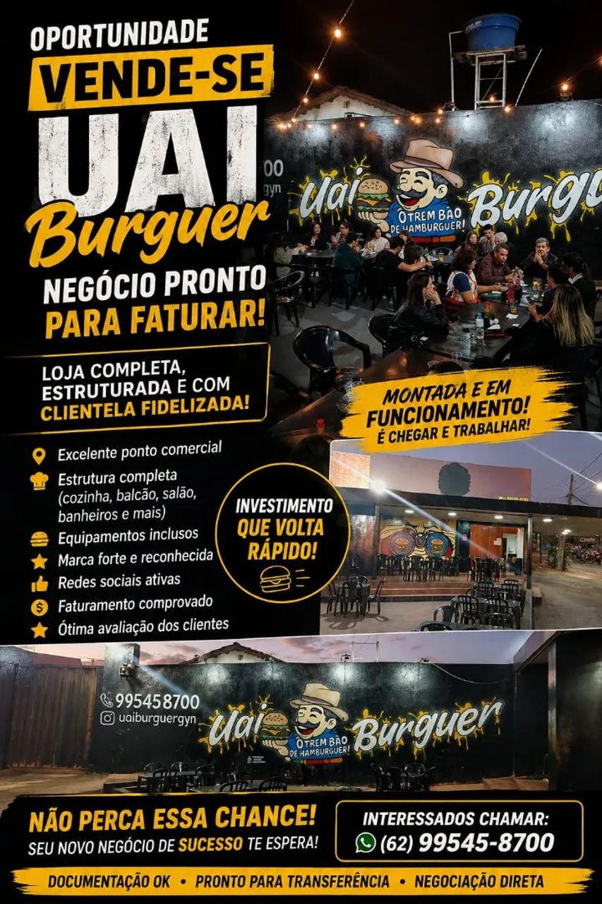 Venda de móveis e equipamento para hambúrgueria 