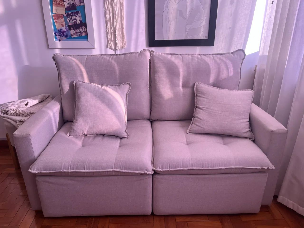 sofá retrátil cinza claro 1,60m espuma d33 - Foto 2