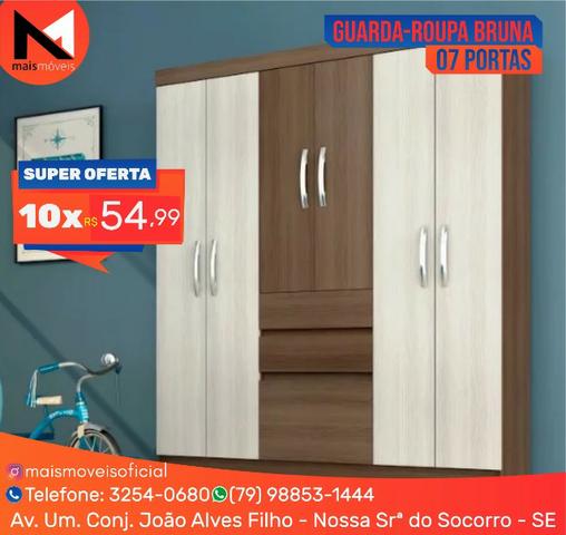 Guarda Roupa Solteiro Movemax Bruna 7 Portas 2 Gavetas