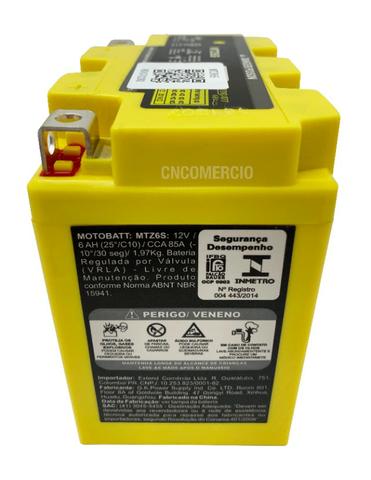 Bateria 100% Gel Motobatt Mtz6s 6ah Nxr Bros 150 2009/. 160 Cg 125/150 Fan 2009/. - Foto 3