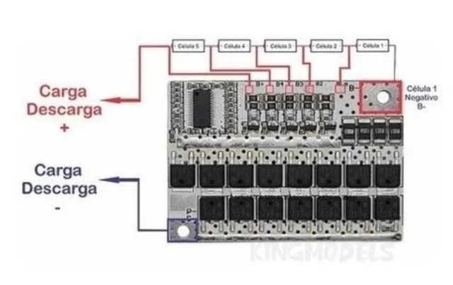 PLACA DE PROTECAO BMS P/4 BATERIAS LI-ION POLIMERO 16.8V - Beta