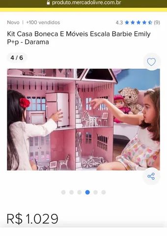 Kit Casa Boneca e Móveis Escala Barbie Emily P+P – Darama – Loja