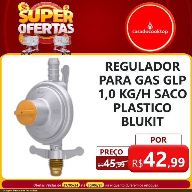 Regulador para gas glp 1,0 kg/h saco plastico blukit